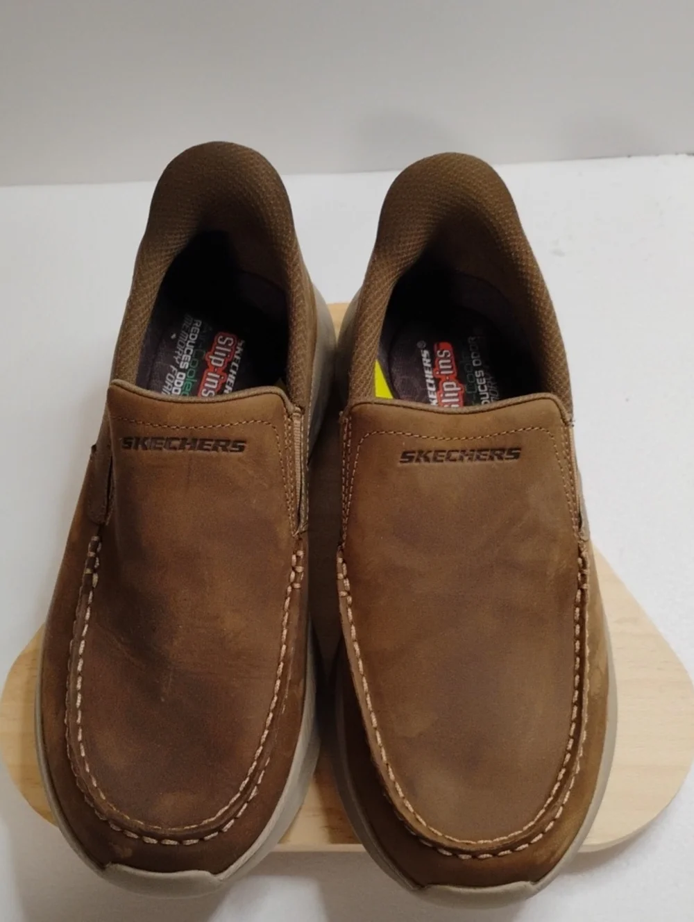 Skechers Men's Brown Leather Slip-On Moccasins